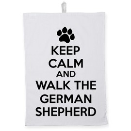 Hippowarehouse Keep calm and walk the german shepherd - dog Tea Towel Eco Printed Dish Cloth Kitchen accessory 50cmx70cm 100% Cotton