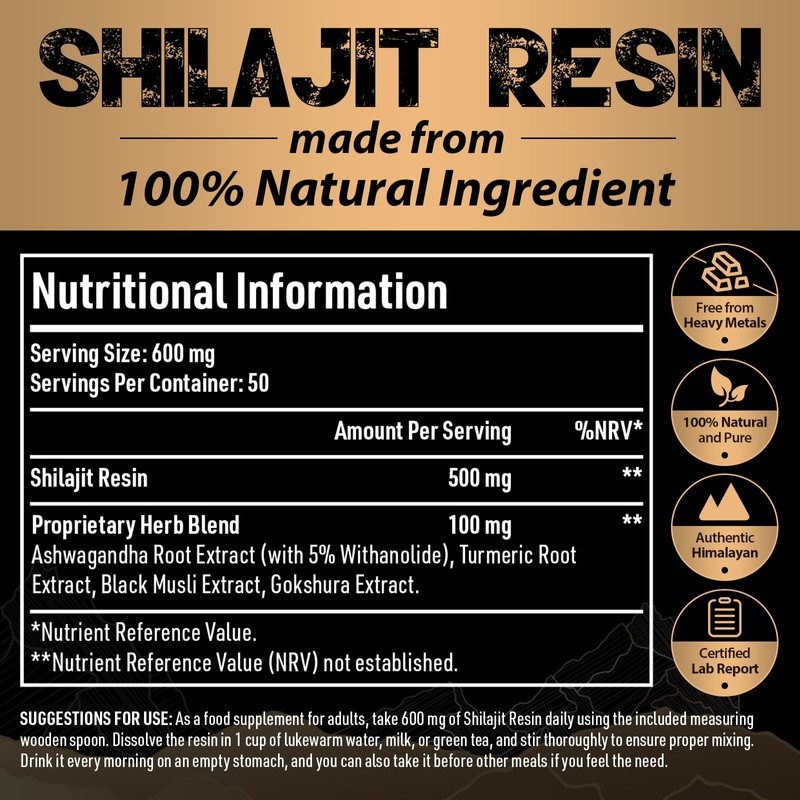 P!nkTribe Shilajit Resin Gold Standard Shilajit - 600mg Himalayan Shilajit