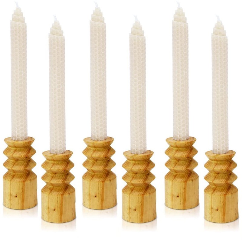 DEYBBY 8'' White Beeswax Taper Candles, 6 Pack Natural Honey