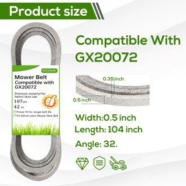 42 inch Lawn Mower Deck Belt Compatible with John Deere GX20072 GY20570,Deck Drive Belt Compatible with L 100 130 1742 D100 D110 D120 D130 X110 X125 X145 E100 E110 E120