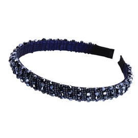 Women's Crystal Beaded Headband Hair Accessories Elegant Rhinestone Hair Band Headband for Women Girls Navy Blue