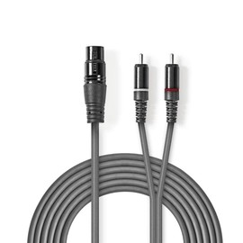 Nedis COTH15220GY15 XLR Audio Cable | XLR 3-Pin Female - 2x RCA Male | 1.5 m | Grey