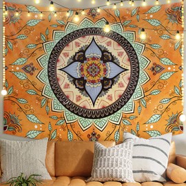 Hersillage Bohemian Tapestry Wall Hanging Mysterious Mandala Tapestry Aesthetic Tapestry Psychedelic Vintage Wall Hanging Decor Tapestry Bohemian Hippie Home Decor for Bedroom Living Room Dorm