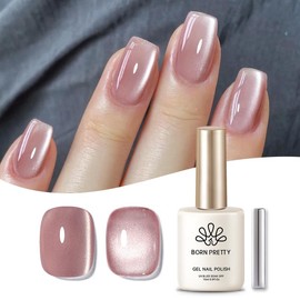 BORN PRETTY Hyacinth Cat Eye Magnetic Gel Nail Polish Purple Jelly Glass Glitter Magnetic Gel Polish Soak Off Nail Art Salon Manicure DIY At Home Gift 15ml - Colour: Moonlight Cat Magnetic Gel - Dry Rose 15ml