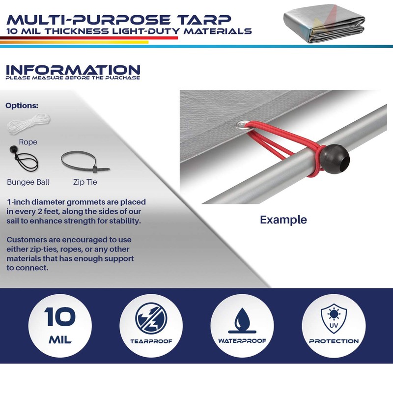 Windscreen4less 20' x 30' Heavy Duty 10 Mil Waterproof Silver