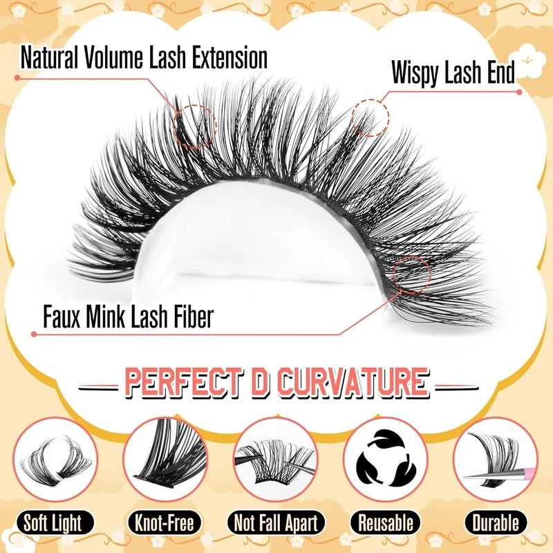 Calphidar Eyelash Clusters Lash Clusters Wispy Individual Lashes 476PCS D-curly