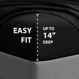 Cathay Home Essentials Ultra Soft Hypoallergenic Wrinkle Resistant Double Brushed Microfiber Bedding Sheet Set, Black, Full