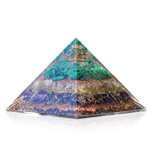 Orgonite Crystal Love Attraction Orgone Pyramid With Rose Quartz, Amethyst, Malachite – Crystals of Unconditional Love and Healing