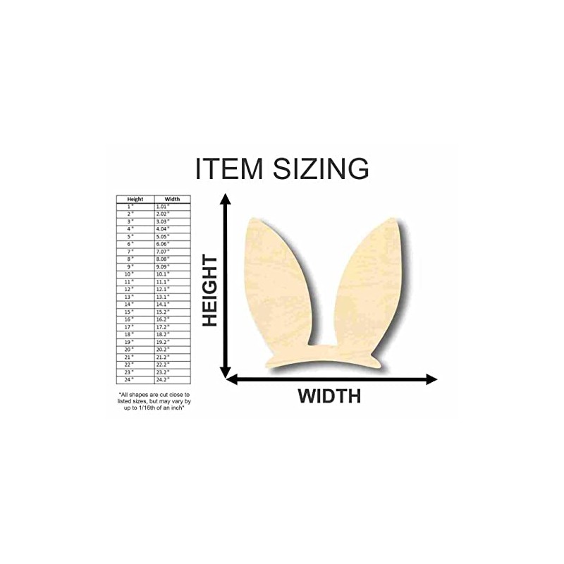 Unfinished Wood Easter Bunny Ears Shape Craft up to 46"