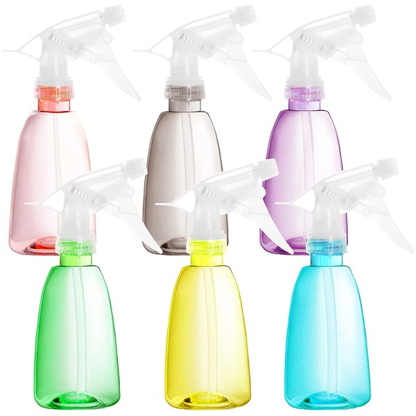 Youngever 6 Pack Empty Plastic Spray Bottles, Spray Bottles for Hair and Cleaning Solutions in 6 Colors (8 Ounce)