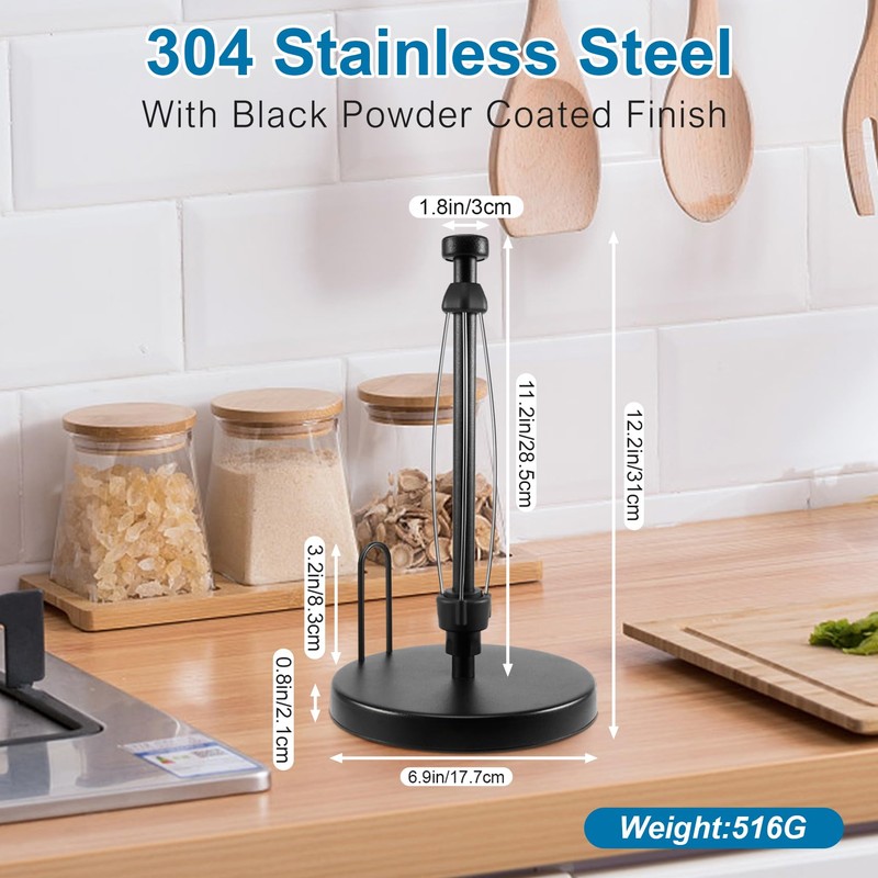 Veumoie Paper Towel Holder Countertop, Paper Towel Stand with Ratchet