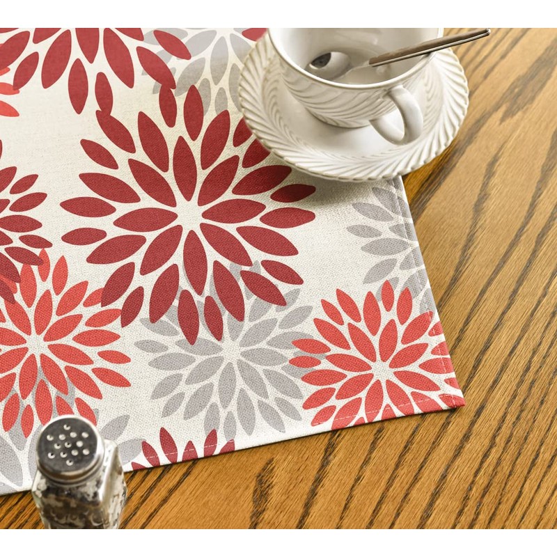 Artoid Mode Table Linen, Flowers, Red Dahlia, Summer, Seasonal, Kitchen