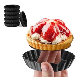VTZAQZSS mini moldes para tartas de antiadherente,6 piezas de 4 pulgadas de moldes para tartaletas de acero carbono desmontable，Ideal para hacer tartas, pasteles, tartas, pudines.