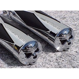 i5 Chrome Skull Diamond Hand Grips for Harley Davidson Sportster Softail Dyna Road King Electra Tour Street Hydra Super Wide Glide V-Rod VRSC FXD FLD