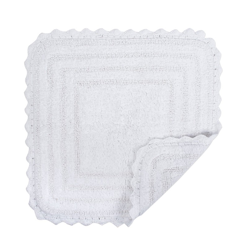 DII Crochet Collection Reversible Bath Mat, Square, 24x24, White