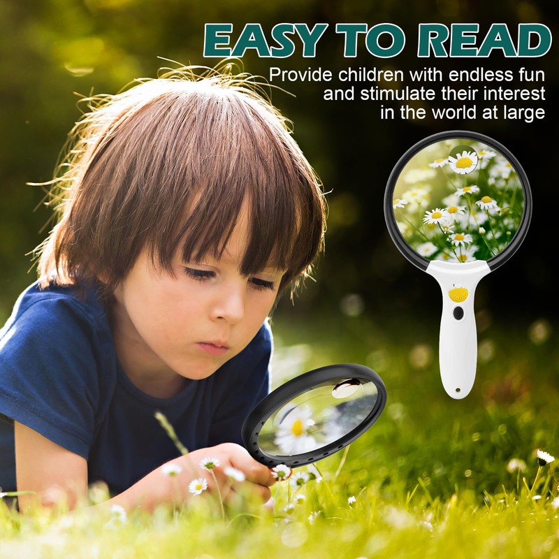 Large Magnifying Glass with Light, 10X 25X 45X Handheld Illuminated