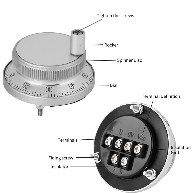 1 piezas codificador de pulso CNC, 6 terminales 5V 60mm