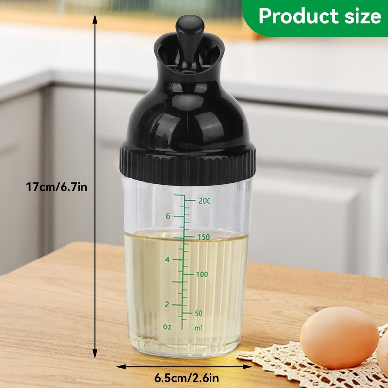 HERCHR Salad Dressing Shaker 200ml with Pour Spout Mixer Measure