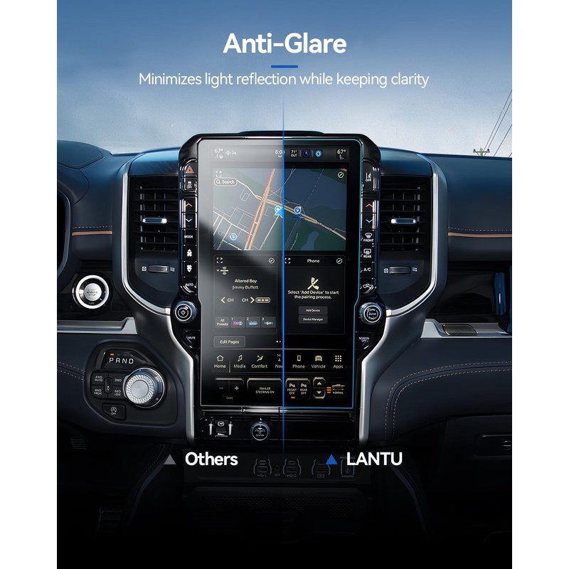 LANTU 2PCS Car Screen Protector for 2019-2025 2026 Dodge RAM