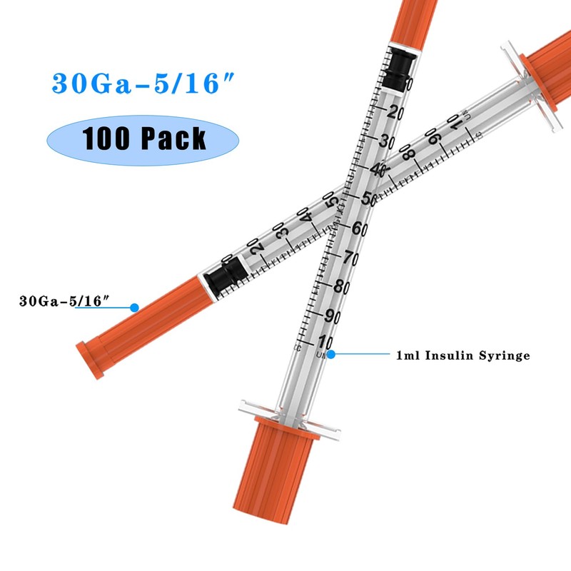 U-100 Disposable Syringes with Needle – 1ml/cc 30G 5/16" (8mm),
