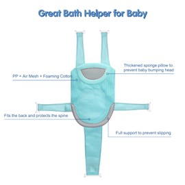 Colorlife Red de apoyo para asiento de baño para bebé, ajustable, cómoda, antideslizante, de cinco puntas, malla para recién nacidos de 0 a 6 meses, color azul