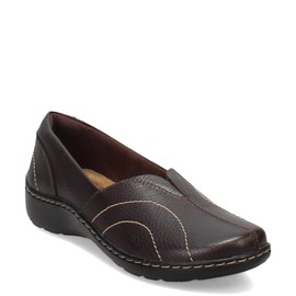 Clarks Women's Cora Meadow Casual Slip on, Dark Brown 5 M