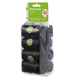 Clean Go Pet Replacement Dog Waste Bags, 8-Pack of 20-Count Rolls of Durable, Leakproof Plastic Poop Bags, Black