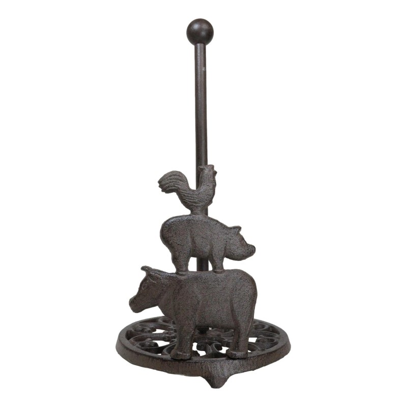 Ebros Gift Cast Iron Rustic Farm Barn Animals Rooster Pig