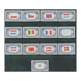 1943-44 U. S. Overrun Nations (Flags) #909-21 Mint Stamp Set