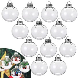 hopanrel 12 pcs Hanging Clear Plastic Fillable Ornaments Balls for Crafting DIY,Round Clear Ball Ornament for Xmas Tree,Home Decoration,Wedding,Party,Christmas