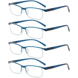 AJYADO Reading Glasses Blue Light Blocking - Computer Readers Men Women Magnifying Eyeglass Anti Blue ray Ultra Light Spring Hinge (4Pcs Blue 3.0)