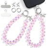 2pcs Crystal Phone Wrist Strap Phone Charm Chain Keychain Beaded