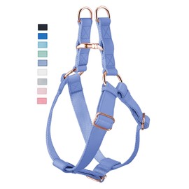 Soft Leather No Pull Dog Harness - Adjustable Step in Dog Harness with Rose Gold Heavy Duty Metal Buckle, Freedom Nylon Dog Halter Vests for Small Medium Large Dogs Easy Walking Training (Purple,XS)