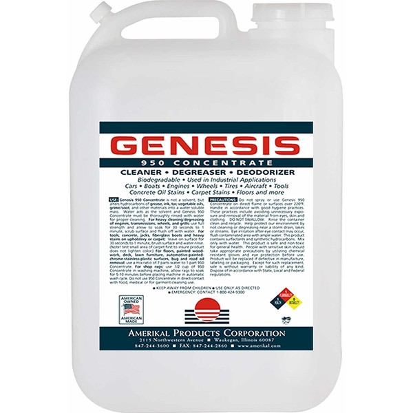Genesis 950 5 Gallon - Professional Strength Concentrate, Pet Odor Eliminator, Pet Stain Remover, Carpet Cleaner Shampoo & All Purpose Green Cleaner, Remove Dog and Cat Urine Smells From Carpet
