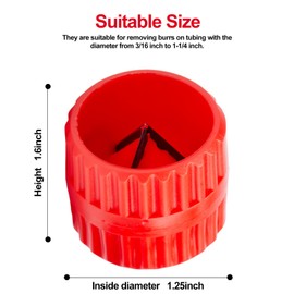 3 Pcs Red Inner-Outer Reamer Pipe Tube Deburring Copper Reamer Tubing Chamfer Tool for PVC/PPR/Copper/Brass/Aluminum Tubes of 3/16-inch to 1-1/4-inch