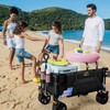 Uyittour Collapsible Wagon Cart Heavy Duty Foldable, Folding Beach Wagon