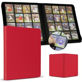 Premium Card Binder 16 Pocket, 1000+ Cards PU Cover Trading Card Binder Side Loading Card Collection Album Holder Folders for MTG, TCG, Game Cards & Sports Cards, Kpop (red)
