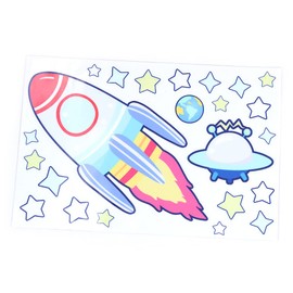 ANCLLO 5Pcs Colorful Outer Space Rocket Wall Decals, Glow in the Dark Rockets Planets Wall Decals, Luminous Fluorescent Space Stars Wall Stickers for Baby Nursery Kids Bedroom Playroom Wall Decor #1