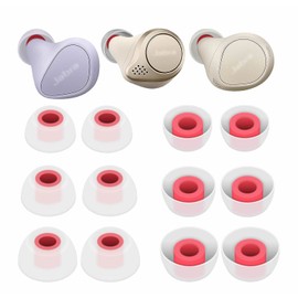 6 Pairs Elite 3 / Elite 7 Active/Elite 75T Ear Tips Buds Gel, Replacement Soft Flexible Silicone Eartips Skin Accessories Compatible with Jabra Elite 65T / Elite 7 Pro/Elite 4 Active - S/M/L White