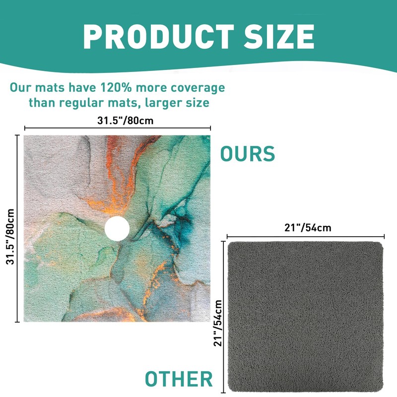 Square Shower Mat Non Slip: 32 x 32 Inch Extra
