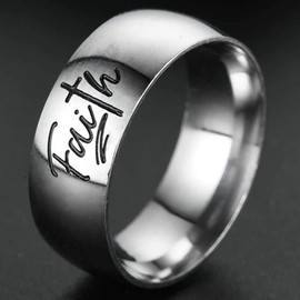 Jude Jewelers 8MM Stainless Steel Christian Faith Cross Religious Wedding Band Ring (Silver Faith, 9)