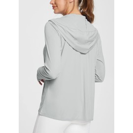 BALEAF Women's UPF 50+ Sun Jacket Quickly Dry Lightweight Moisture Wicking Sunscreen Sun Protection Shirt with Pockets Outdoor Hiking Performance Grey XL