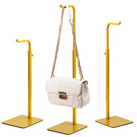 Josmimic 3-Pack Adjustable Tabletop Purse & Banner Display Stands, Gold