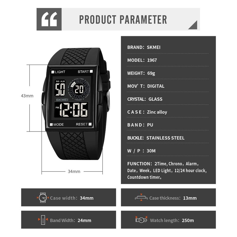 Gosasa Men Sports Military Watches Digital Airplane Shaped LED Light