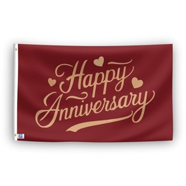 Happy Anniversary Flag - 3x5 ft High-Durability Polyester Fade-Resistant, Weatherproof Outdoor/Indoor Banner