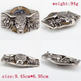 WRJAHCG Western Belt for Cowboy, Vintage Long Horn Bull Rodeo Western Cowboy Belt, Silver Red, 120 cm/47.3 Inches, Silver Red