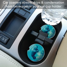 Thirstystone Manatee Single Absorbent Stone Car Coaster 2.6” Diameter Manufactured in The USA
