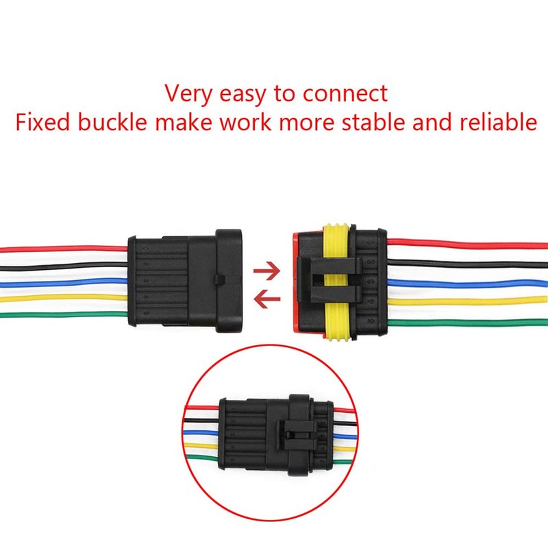 ESUPPORT 5 Pin Way Car Auto Waterproof Electrical Connector Plug