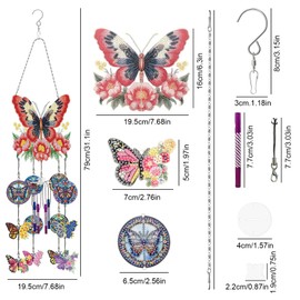 Diamond Painting 3D Wind Chime, Diamond Painting Butterfly Pendant, Window Decoration Butterfly Hanging, Diamond Painting Pendant on Both Sides, Ornaments for Window Decoration