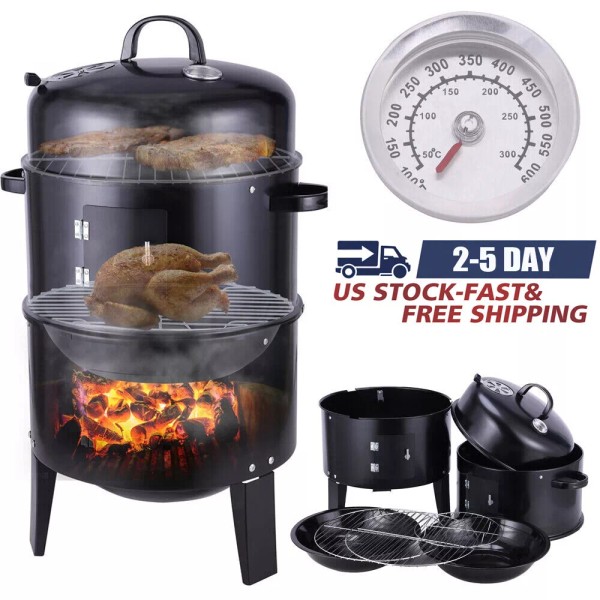 Unbranded 3 in 1 Charcoal Vertical Smoker Grill BBQ Roaster